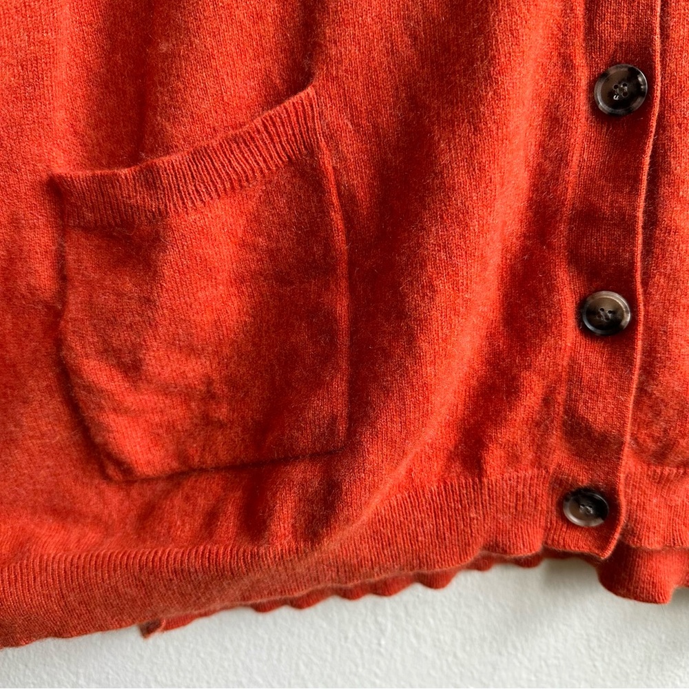 Theory Orange Oversized Cashmere Cardigan Sweater with Split Hem - Picture 2 of 4